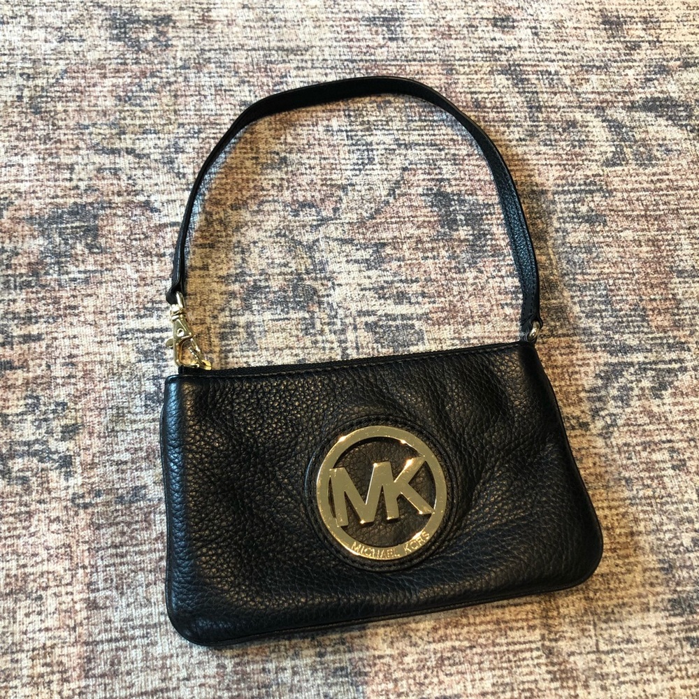 Michael Kors black wristlet in leather